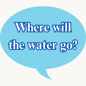 Speech bubble that says, "Where will the water go?"